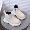 thumbnail image 5 of Autumn Leather Combat Pull On Boots （Toddler/Little Kids） Children Winter Ankle Boots,Color:Beige,Size:5-5.5 Years, 5 of 7