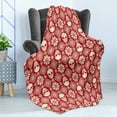 thumbnail image 4 of Nordic Soft Flannel Fleece Blanket, Nordic Stitch Skull Pattern with Snowflakes and Floral Design Ornamental Knit Design, Cozy Plush for Indoor and Outdoor Use, 70" x 90", Red Beige, by Ambesonne, 4 of 5