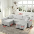 thumbnail image 5 of 106.3" Soft U-shaped 4-Person Sofa. Matches 30.7" Ottoman with Hydraulic Lift. Comfortable & Stylish. For Bedroom & Living Room. Light Gray. Modern Furniture. Modular Design., 5 of 9