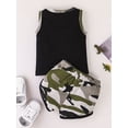 thumbnail image 3 of Bagilaanoe 2Pcs Baby Boy Summer Outfit Sets Sleevless Daddy's/Mama's Boy Vest Tops + Camouflage Shorts for 0-24 Months, 3 of 9