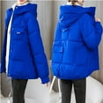 thumbnail image 5 of Guzom Womens Winter Coats- Long Sleeve Short Hooded Fleece Casual Winter Jackets Blue, 5 of 6
