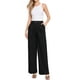 thumbnail image 2 of Pantalones de vestir de pierna ancha para mujer, pantalones de oficina de cintura alta elástica, pantalones palazzo M negro, 2 of 6