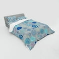 thumbnail image 3 of Ambesonne Cartoon Bedding Set 3 Pcs, Abstract Snowflakes, Twin XL, Beige Aqua Blue, 3 of 3