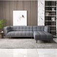 thumbnail image 3 of Pemberly Row Modern L-Shaped Tufted Back Fabric Right-Facing Sectional in Gray, 3 of 7