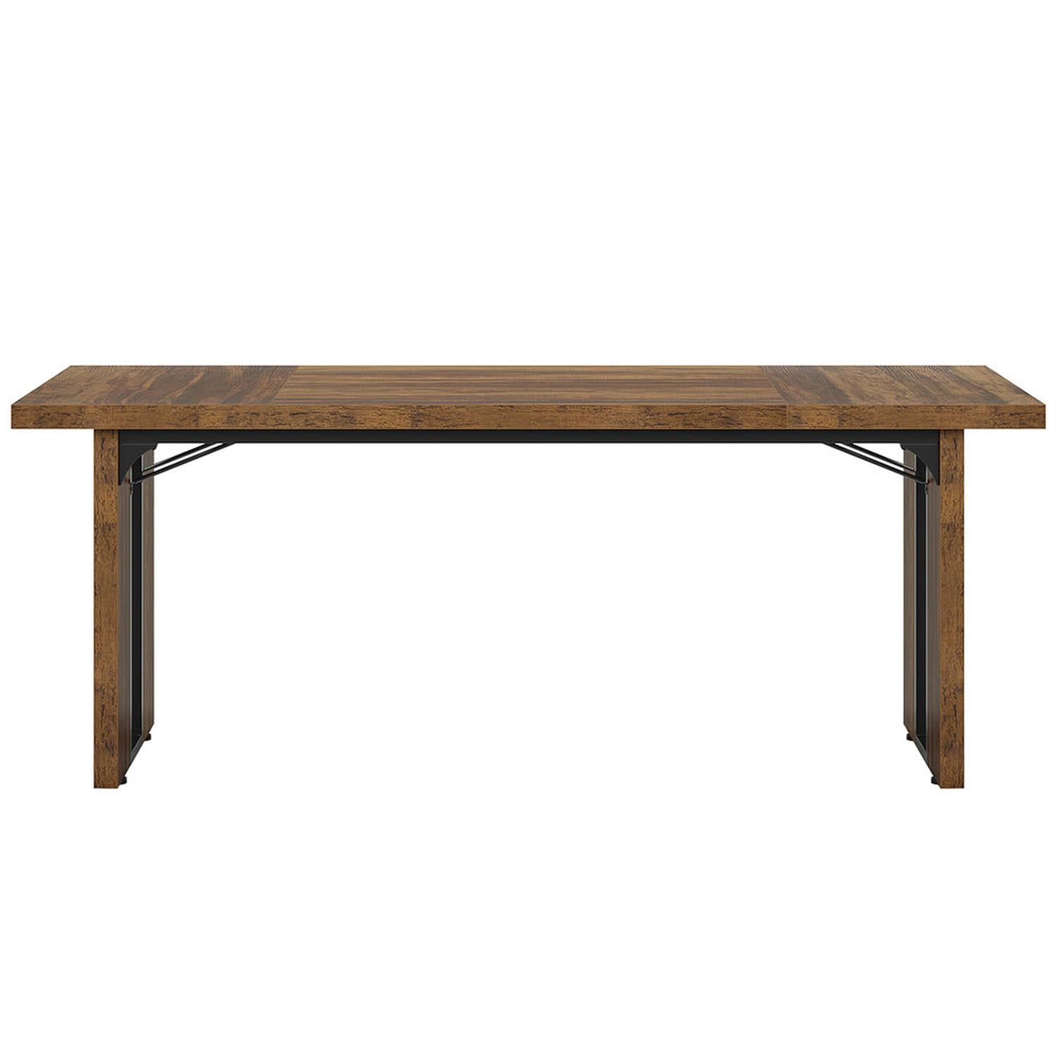 Demi Bonn 70" Executive Computer Desk, Modern Duty Study Writing Gaming Table for Home Office, Rectangle Conference Table, Brown