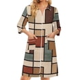 thumbnail image 3 of Women's Robes Zipper Lightweight 3/4 Length Sleeve Womens Bathrobe Zip Up Front Knee Length Plaid Trendy Bathrobe Nightgown with Pockets Yellow L, 3 of 8