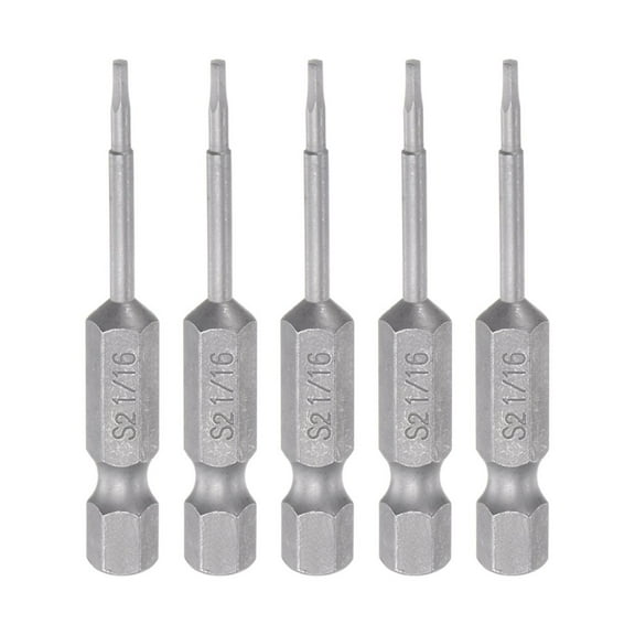 5pcs 1/16" Magnetic Hex Screwdriver Bit SAE 1/4" Hex Shank 2" Length S2 Steel Power Drill Bits