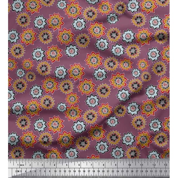 Soimoi Moss Georgette Fabric Flower Artistic Fabric Prints by Yard 42 Inch Wide