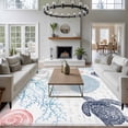thumbnail image 3 of 5'x8' Area Rugs, Blue Red Coastal Nautical Indoor Outdoor Area Rug for Living Room Bedroom, Beach Sea Turtle Ocean Coral Starfish Washable Bathroom Rugs Kitchen Floor Carpet Mats Home Decor Aesthetic, 3 of 8