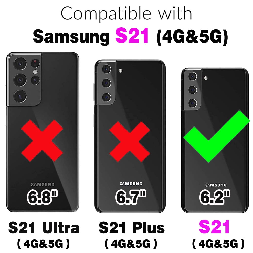 Asuwish Compatible with Samsung Galaxy S21 5G 6.2 inch Zipper Wallet Phone Case Tempered Glass Screen Protector Crossbody Lanyard Strap Flip Card Holder Slot Cell Cover for S 21 21S G5 Women Black