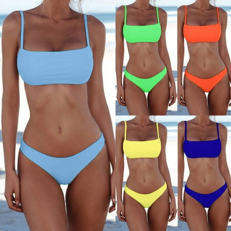 

YZHM Matching Swimsuit High Waist Ruffle Print Two Piece Bikini Set Swimwear Swim Trunks Bathing Suit A27
