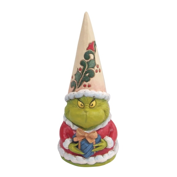 Enesco Grinch by Jim Shore Grinch Gnome Holding Present Figurine