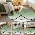 thumbnail image 6 of Round Rugs 7 Ft, Sage Green White Non Slip Area Rugs for Kitchen Bedroom Entryway, Modern Ombre Sports Game Ice Hockey Washable Carpet Runner Rug Floor Mats for Bedroom Home Decor, 6 of 9