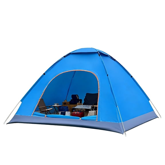 Portable Pop-up Camping Tent 2-Person Instant Tent Waterproof Windproof Quick Setup Family Tent Outdoor Hiking Backpacking Tent (Blue)