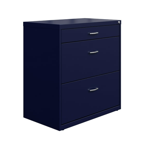 Space Solutions 30" Wide 3 Drawer Lateral File Cabinet for Home or Office, Fits Letter and Legal Paper Sizes, Navy