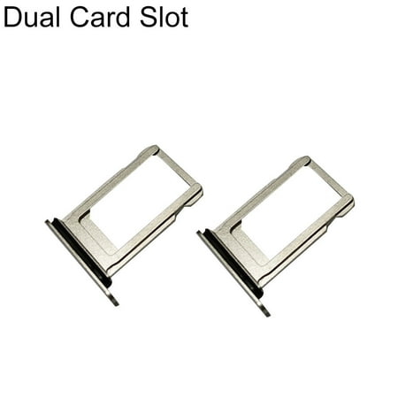 Image of Grofry Replacement Metal Phone Single/Dual Slot SIM Card Holder Tray Silver 2Pack Dual Card Slot