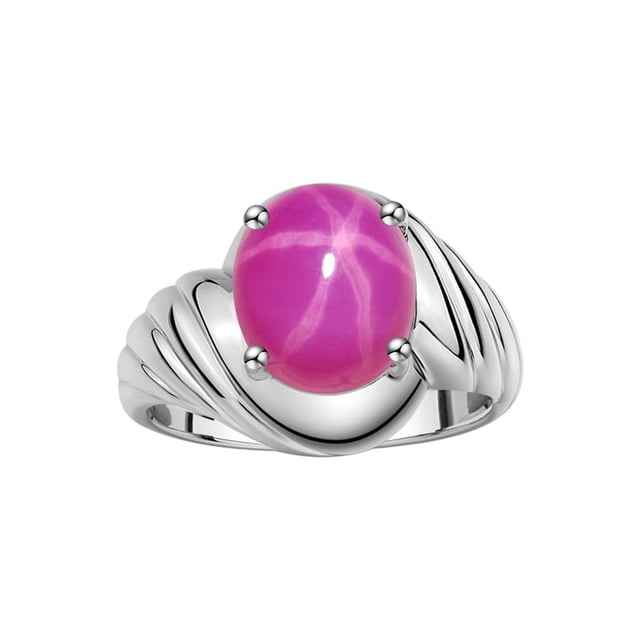 RYLOS Bagues pour Femmes Bague en Or Blanc 14K Style Classique de Designer Ovale 12X10MM Bague Solitaire en Pierre Précieuse Étoile de Juillet Rubis Bijoux pour Femmes Taille 10