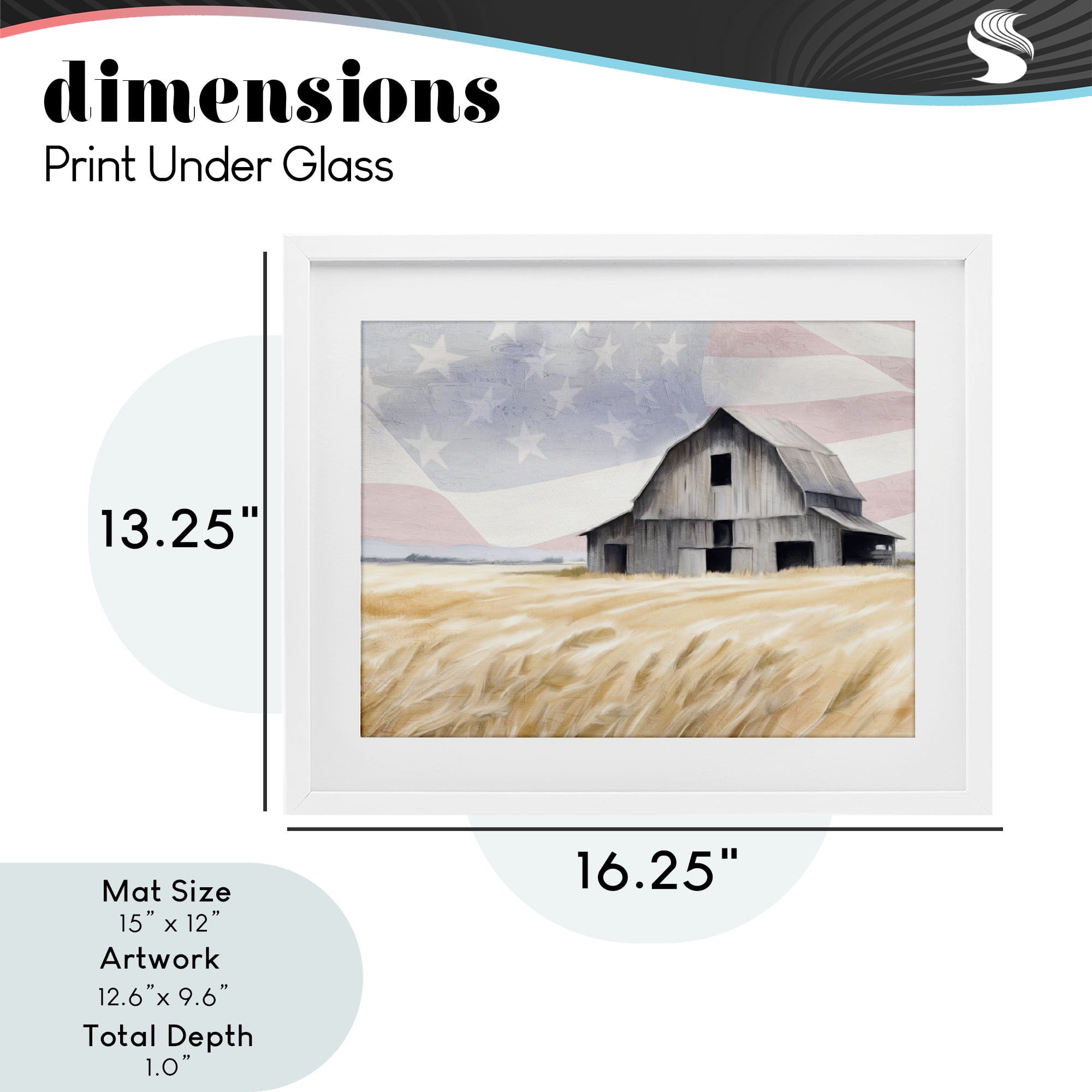 Stupell Industries Amber Waves of Farmland White Framed Print Under Glass, design by Kim Allen