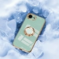 thumbnail image 4 of Electroplated Case for iPhone 16e with Stand & Rotatable Ring Holder, Slim Plating Metal Cover Support Magnetic Car Mount, Rugged Shockproof Protective Case for iPhone 16e, Mint, 4 of 6