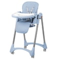 thumbnail image 3 of Bebbly Silla Alta para Bebé Ajustable con Charola y Respaldo Reclinable Altura Regulable en 6 Niveles Silla de Comer con Arnés de Seguridad y Ruedas, Alimentación y Juego 6 meses a 3 años (Azul), 3 of 10