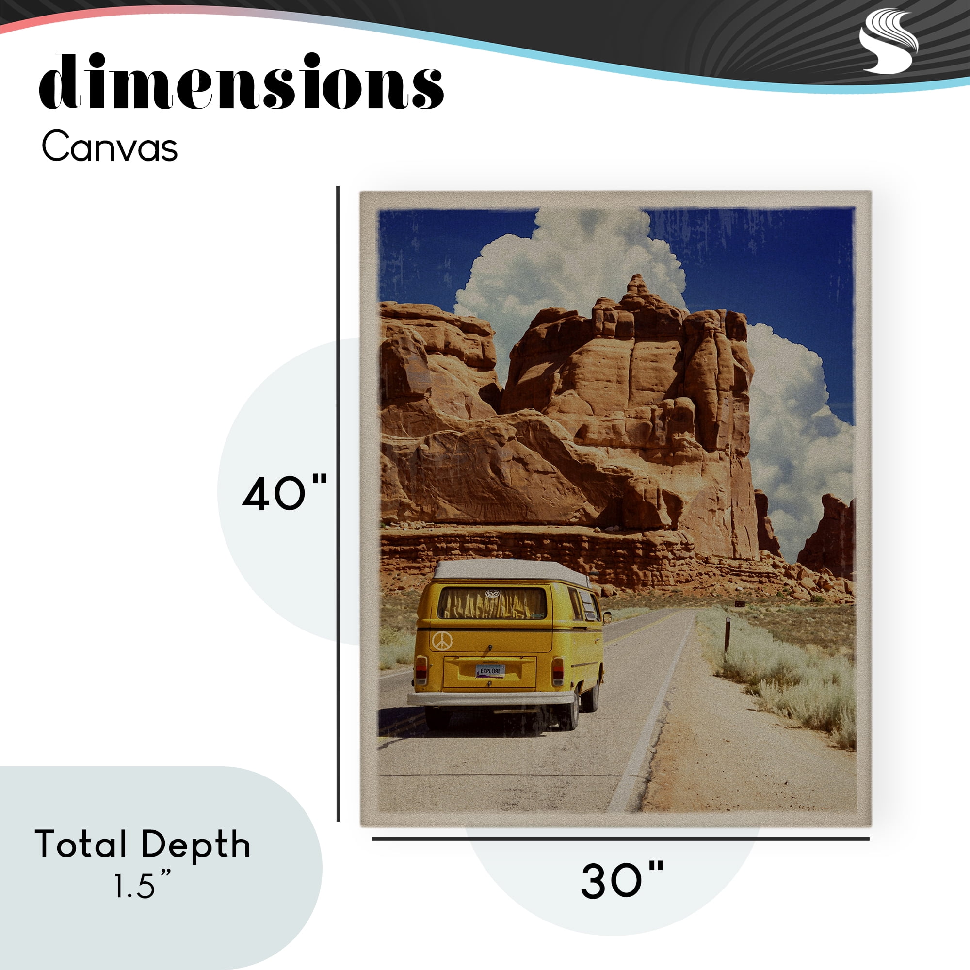 Retro Desert Adventure Canvas Wall Art, design by Old Red Truck