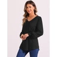 thumbnail image 4 of DARING DIVA Women's Lantern Sleeve Smocked Cuffs Pullover Sweater Tops XS Black, 4 of 6