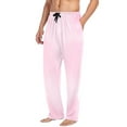 thumbnail image 5 of Cotton Mens PJ Pajama Pants Bottoms Waistband Sleepwear with Pockets Dreamy Pastel Pink, 5 of 7