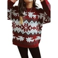 thumbnail image 3 of Biekopu Women's Christmas Sweaters, Long Sleeve Snowflake Reindeer Embroidery Loose Knit Pullovers, 3 of 9