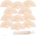 thumbnail image 1 of Elegante abanico plegable de madera vintage, abanico de mano de sándalo para mujeres y hombres, compañero de verano portátil, perfecto para regalos de boda, baby shower y más (juego de 12), 1 of 5