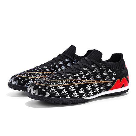 Men's Soccer Shoes Comfortable Athletic Soccer Cleats Professional Spikes Lowtop Soft touch Black 39