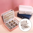 thumbnail image 2 of Langgg Jewelry Box Leather Double Box Multifunction Layer Storage Case Travel Storage Bag Home Case Organizer White, 2 of 9