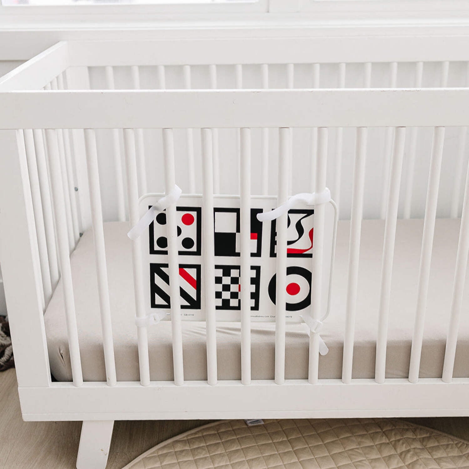 Genius Babies Large Baby Crib Mirror with High-Contrast Images, Safe Rubber Frame, Velcro Attachment (11" x 16")