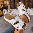 thumbnail image 4 of Gladiator Sandals for Women Summer Beach Vacation Walking Fisherman Slides Boho Hollow out Slip on Orthopedic Shoes White Size 7.5, 4 of 7
