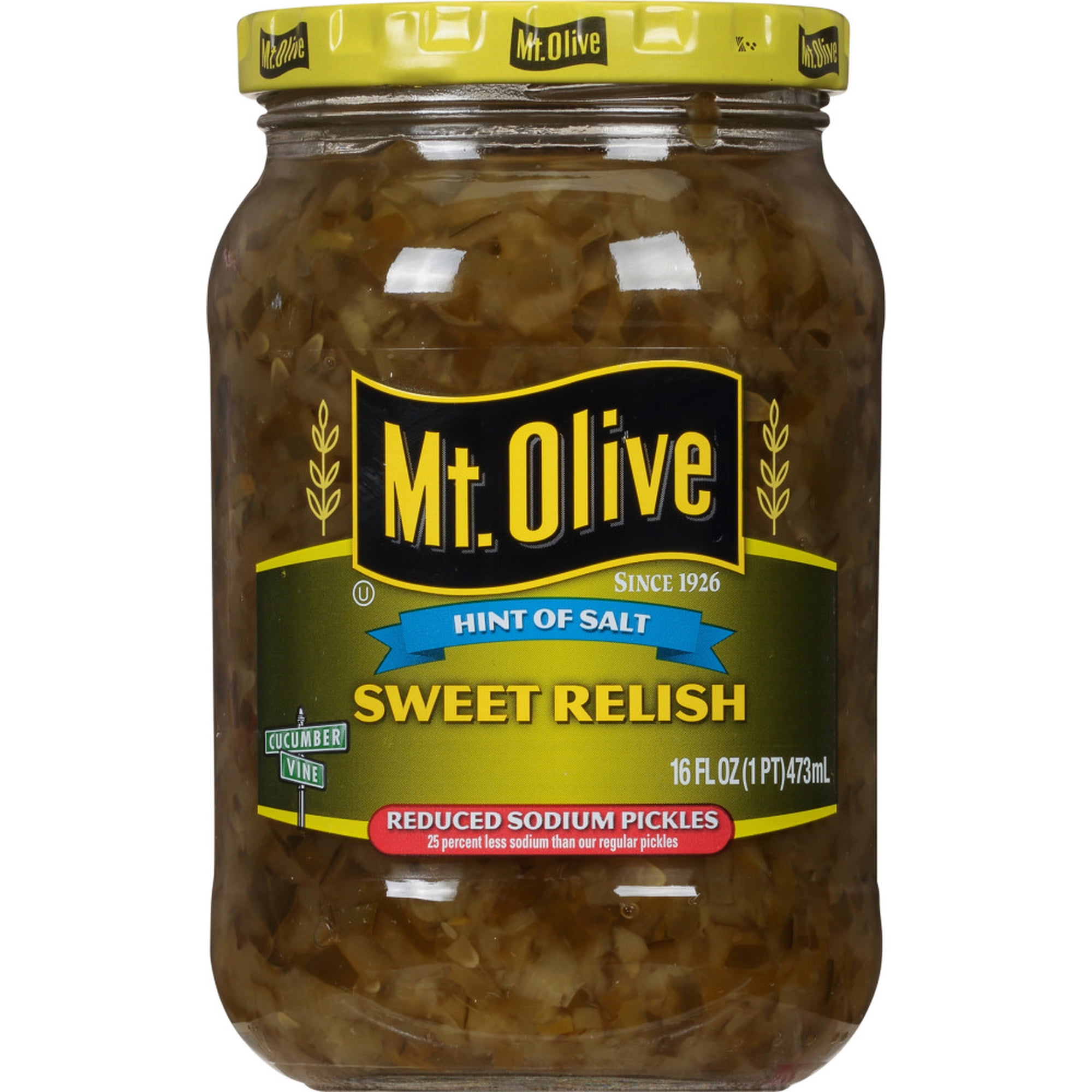 Mt. Olive Reduced Sodium Sweet Relish, 16 fl oz Jar