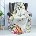 thumbnail image 4 of Spring Soft Flannel Fleece Throw Blanket, Hyacintha Flowers Rabbits Orchid Butterfly Leaves Botany Bouquet Watercolor Art, Cozy Plush for Indoor and Outdoor Use, 70" x 90", Multicolor, by Ambesonne, 4 of 5