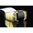 thumbnail image 3 of Mens 10K Yellow Gold Round Cut Diamond & Black Onyx Engagement Ring Band 10.50mm, 3 of 6