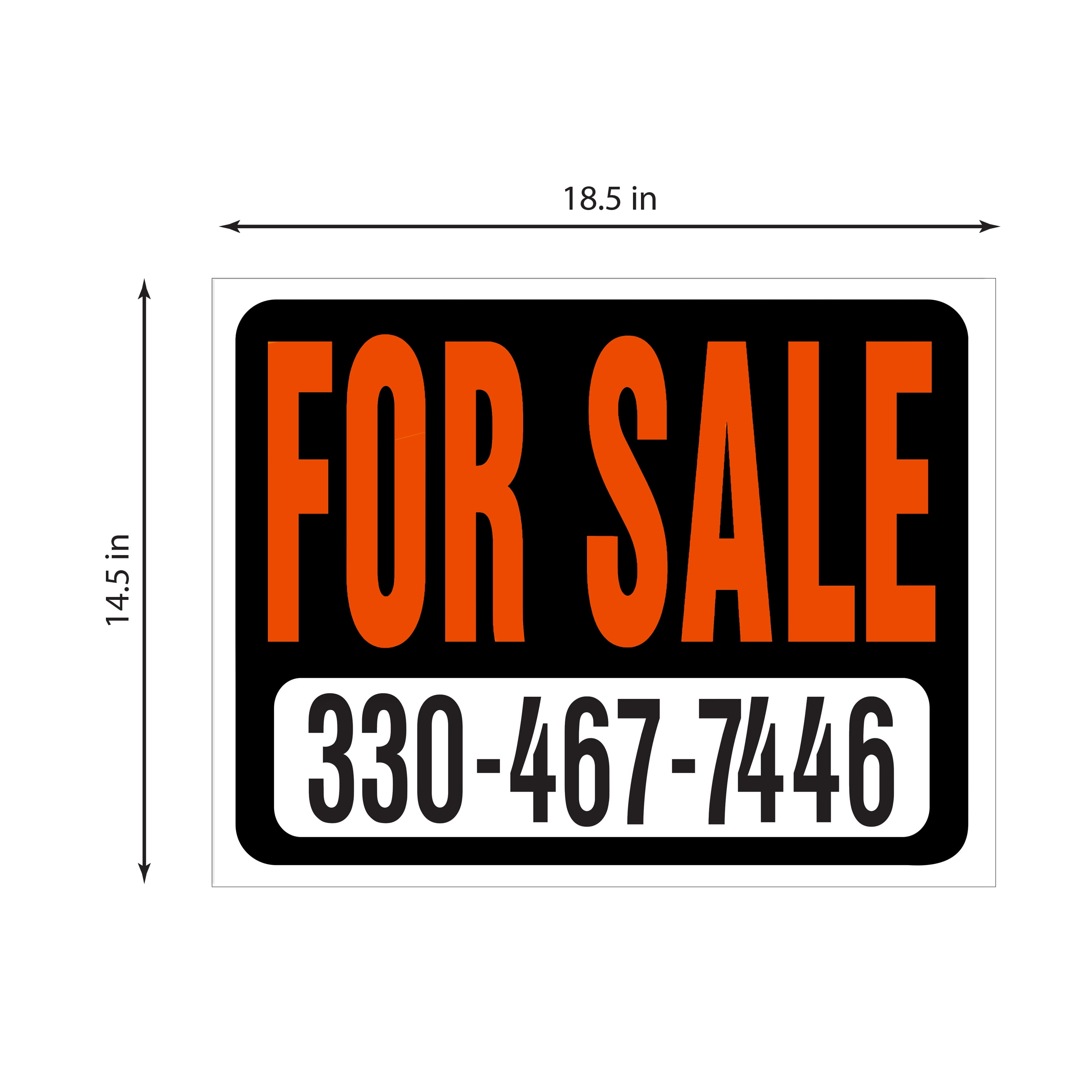 (5 pack) Hy-Ko Products "for Sale" Jumbo Plastic Sign 14.5" x 18.5" Orange/Black, 5 Piece