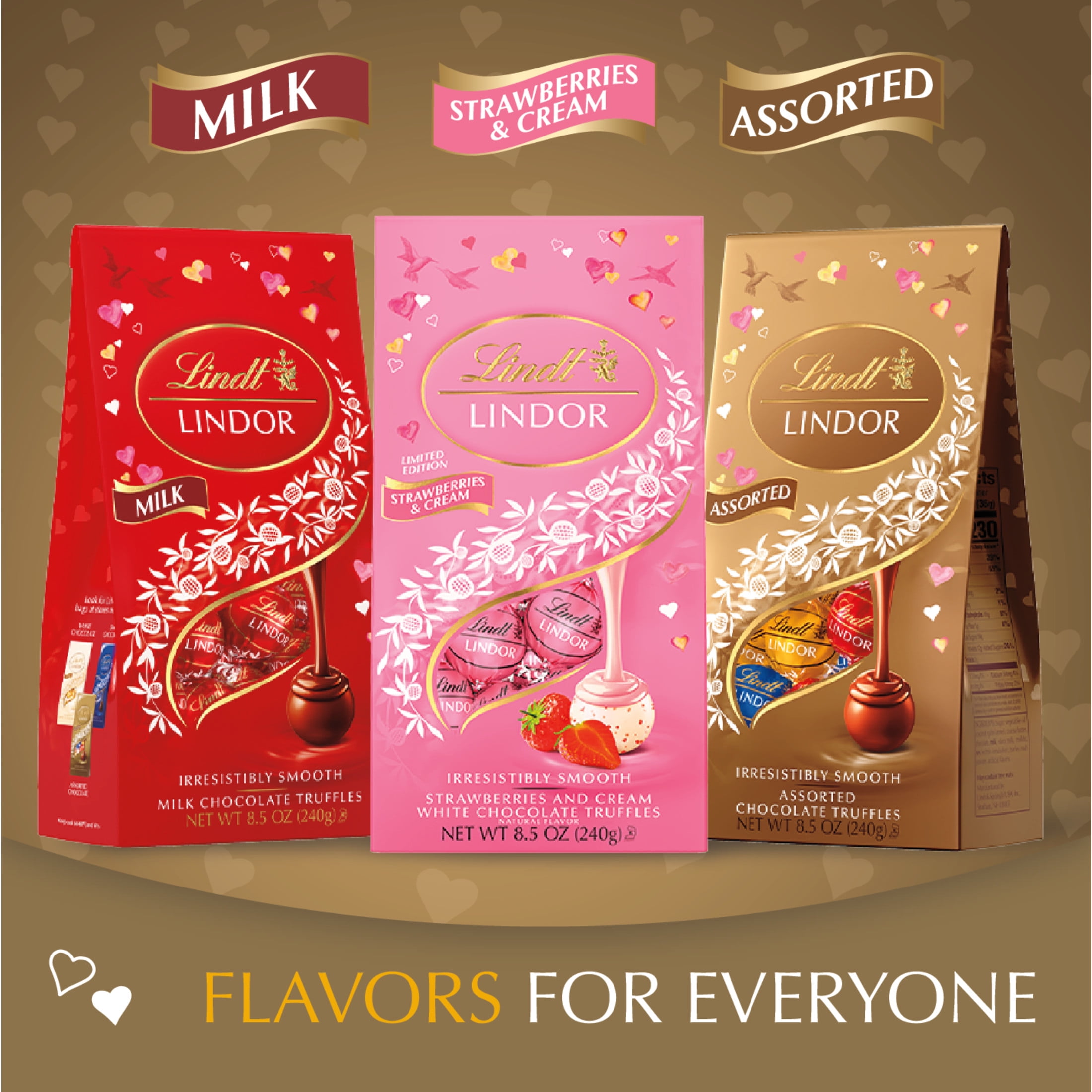 Lindt LINDOR Valentine's Day Assorted Chocolate Candy Truffles, 8.5 oz. Bag