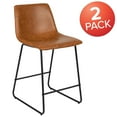 thumbnail image 4 of Flash Furniture Reagan 24" LeatherSoft Counter Height Stools with Footrest, Set of 2, Light Brown, 4 of 15