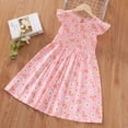 thumbnail image 5 of GYRATEDREAM Girls Summer Dress Floral Crewneck Cute Fancy Princess Dress Casual Flowy Short Sleeve Midi Dress for 7-8Y Rose Red, 5 of 7