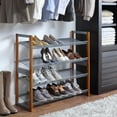 thumbnail image 5 of Organize It All 4 Tier Wooden Stackable 16 Pair Shoe Rack in Chrome, 5 of 20