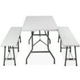 thumbnail image 5 of ZENSTYLE Camping Table Set 6ft Folding Plastic Table with 2 pcs Portable Benches Indoor Outdoor HDPE, White, 5 of 9