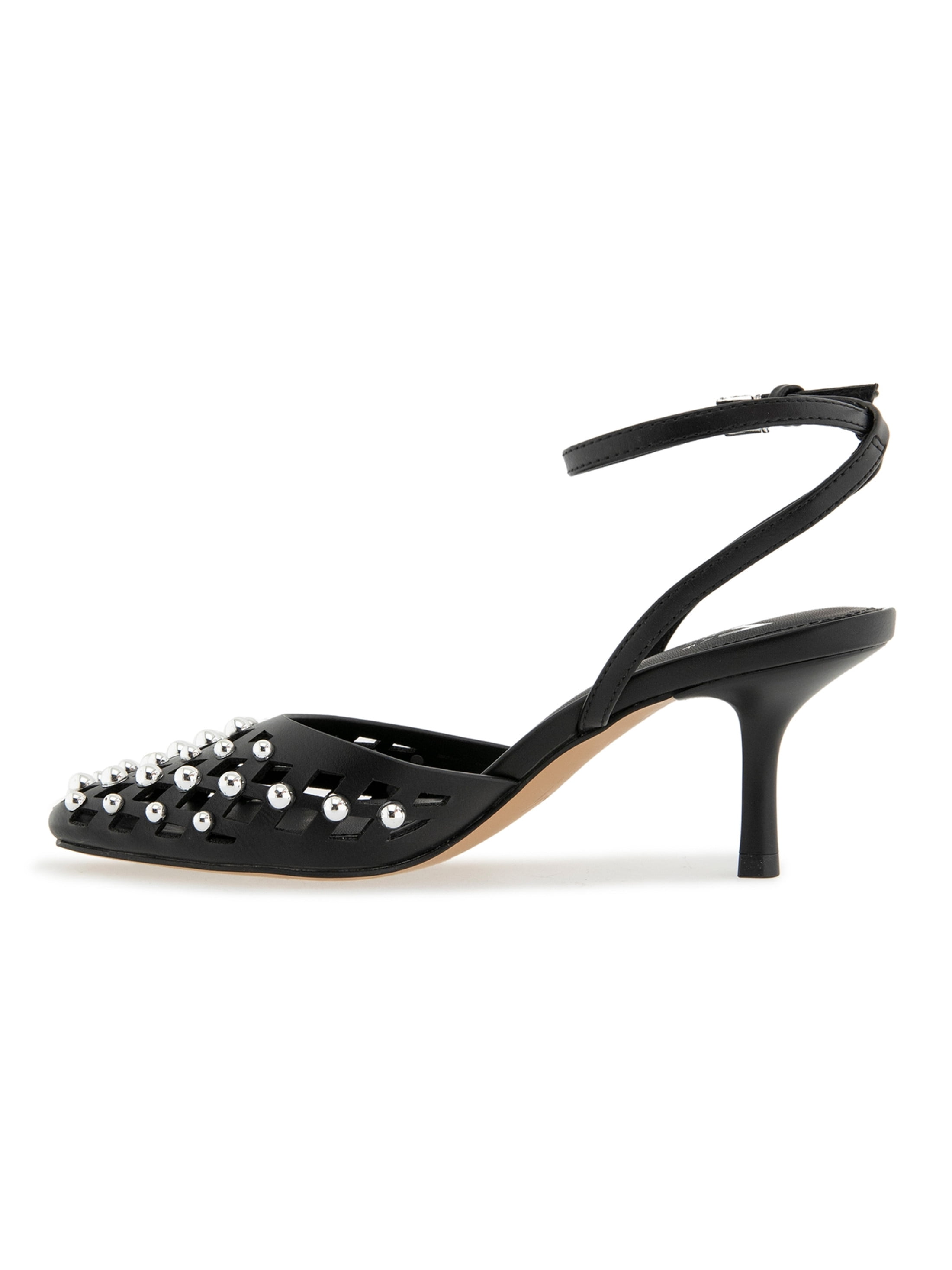 RM Rebecca Minkoff Women's Fiona Studded Kitten Heel with Ankle Strap