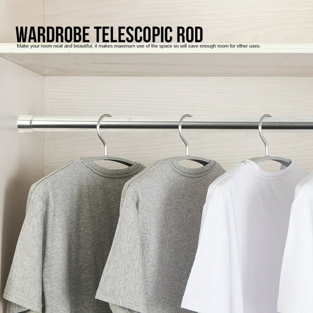58-98cm Stainless Steel Extendable Telescopic Rod Rail Clothes Hanging  Poles Clothing Organizer for Wardrobe Cabinet 