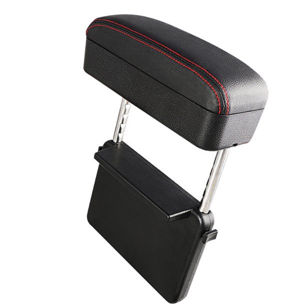 Riwesomey Reposabrazos para coche, soporte para codo, consola central ajustable para coche, reposabrazos, estilismo para coche, organizador para hueco de Ventana automotriz línea roja negra