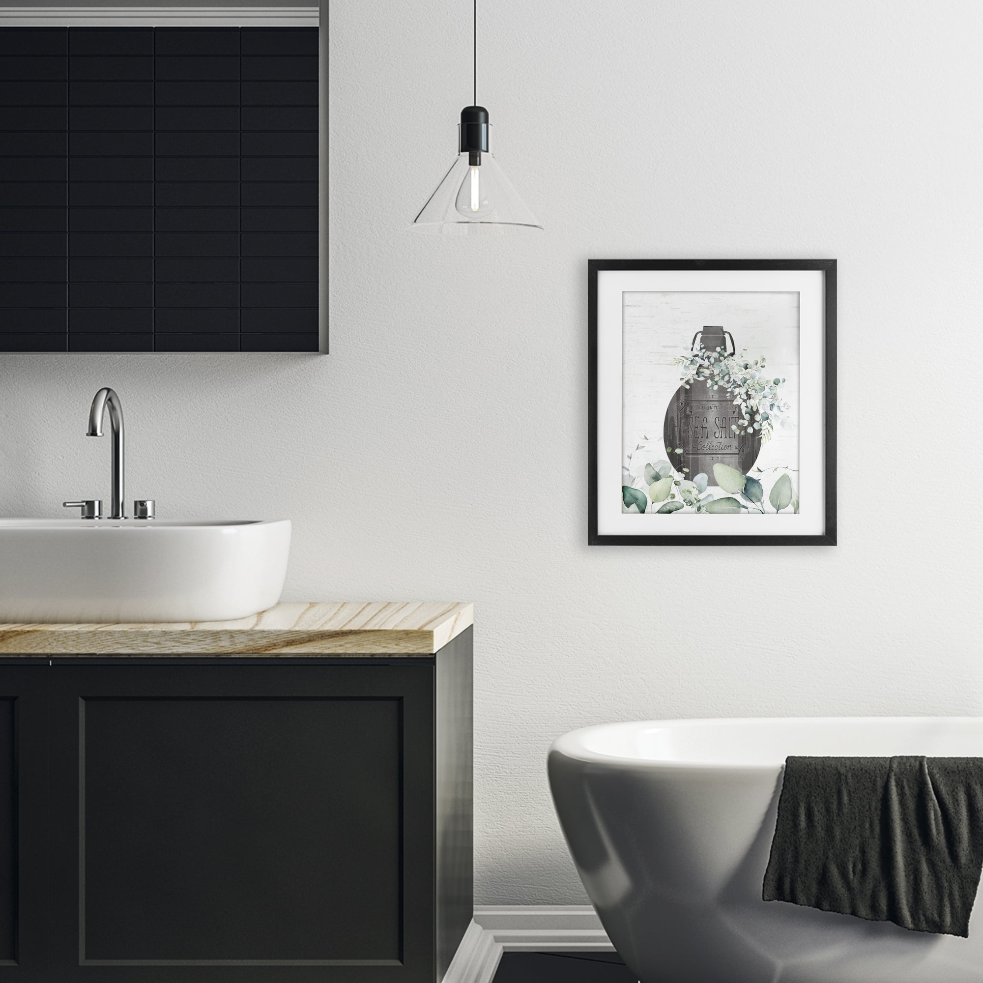 Sea Salt Collection Bottle Black Framed Print Under Glass, design by Lettered and Lined