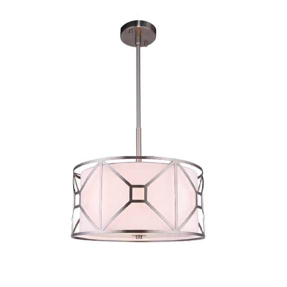 Woodbridge Lighting Regan 17" 3-Light Fabric Pendant in Satin Nickel