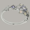 thumbnail image 3 of LBG British Made 9k White Gold Natural Tanzanite & Opal Womens Anniversary Ring - 33 size options - Size 9, 3 of 7