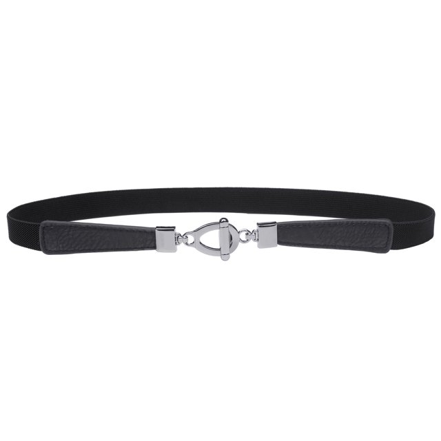 Syuer Cinturón Elástico Flaco Para Mujer De 0,8 Pulgadas De Ancho, Cinturón Elástico Con Cincha, Cinturón Fino (S-M (26"-32") Negro)