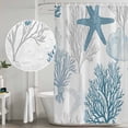 thumbnail image 5 of Xipuska Starfish Coral Shower Curtain - Water Repellent Fabric Shower Curtains Washable, Coastal Ocean Seagrass Nautical Nature Decorative Polyester Cloth Bathroom Curtains Modern Bath Decor 72"x78", 5 of 6
